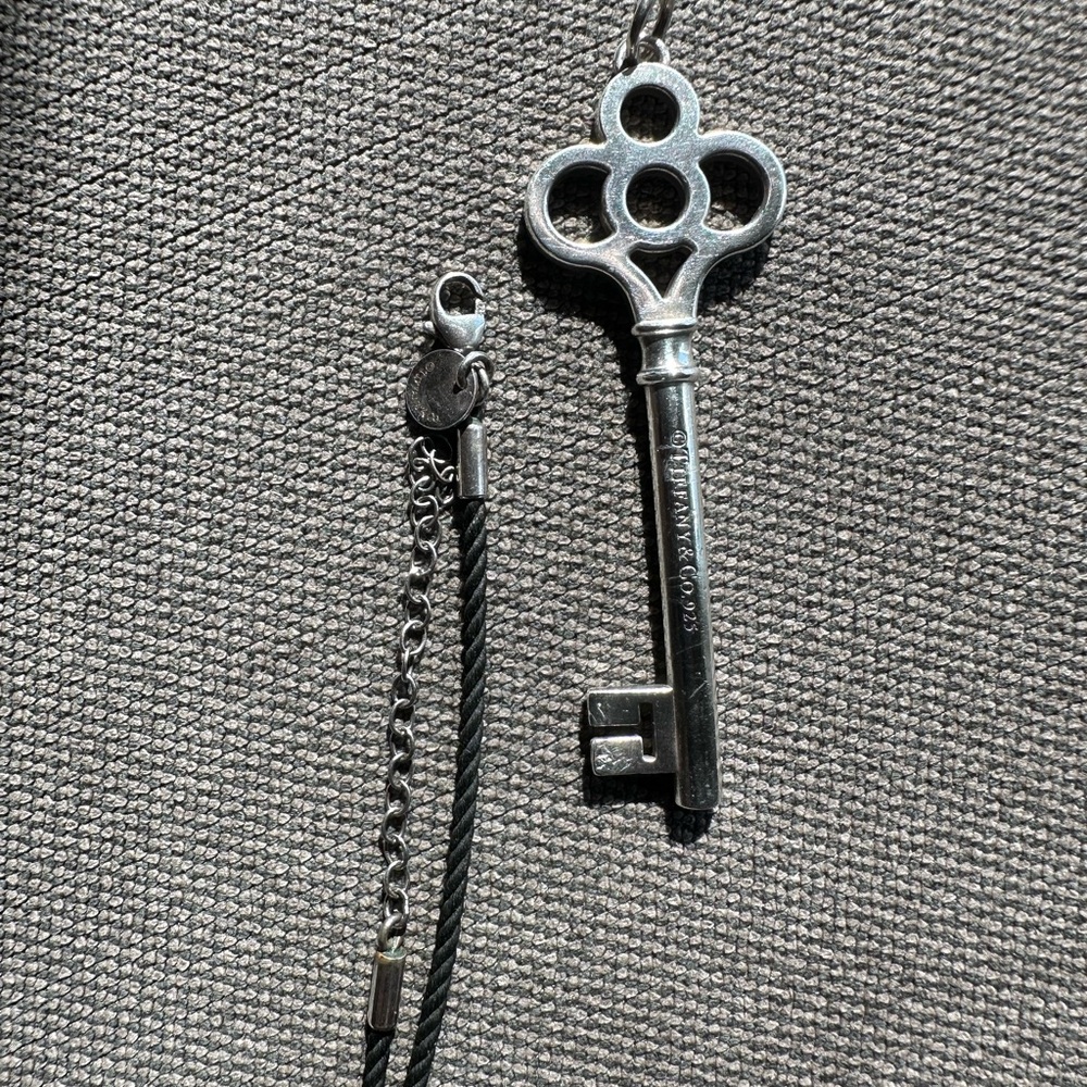 Tiffany Crown Key Pendant w/ Tiffany cord necklace